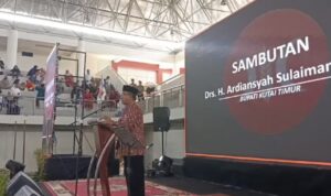 Bupati Kutim Ardiansyah Sulaiman dalam sambutan halalbihalal DPD PKS Kutim (dok:ek/indeksmedia)